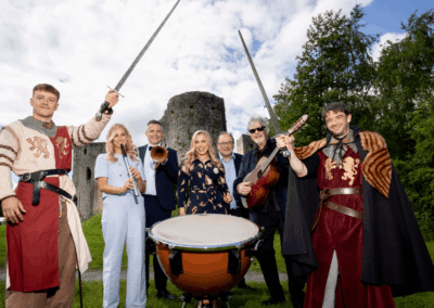 King John Summer Prom festival fun for all the family and Braveheart fans August From the Left: Lorcan Dwyer, Shóna O’Sullivan, Niall O’Sullivan, Leah Barniville, Patrick Bergin, Stephen O'Connor. At back Cllr Noel French