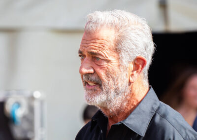 Mel Gibson outside maquee King John Summer Prom